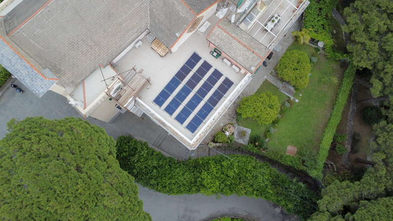 impianto fotovoltaico con accumulo visione dall'alto
